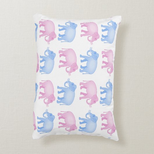 Rosa und blaues Elefant-Geschlecht decken auf Dekokissen (Rückseite(Vertikal))