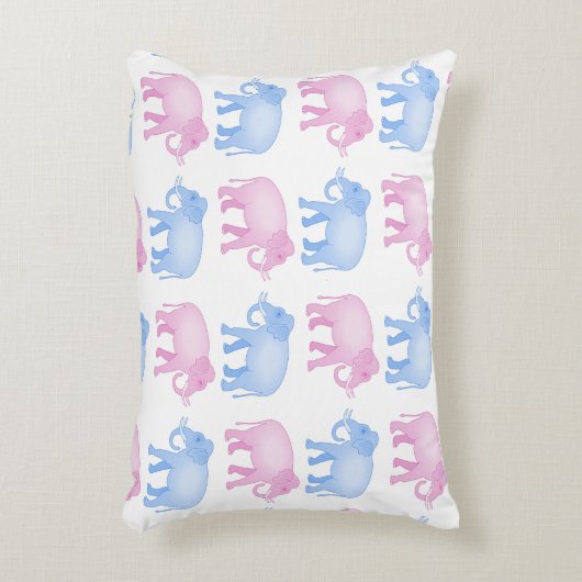 Rosa und blaues Elefant-Geschlecht decken auf Dekokissen (Vorderseite(Vertikal))