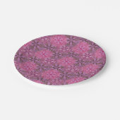 Rosa und blaues farbenfrohes Mandala-Muster Pappteller (Schrägansicht)