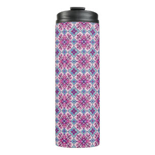 Rosa und blaues Fliesendesign Thermosbecher