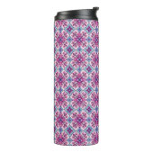 Rosa und blaues Fliesendesign Thermosbecher (Nach links gedreht)