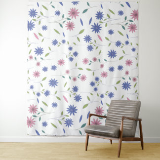 Rosa und Blaues Florales Nahtloses Muster Wandteppich