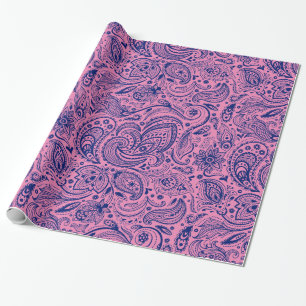 Rosa und blaues florales Paisley-Muster-Wrap-Papie Geschenkpapier