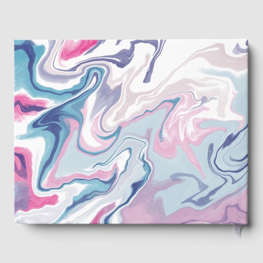 Rosa und blaues, flüssiges Acryl Gästebuch (Rückseite)