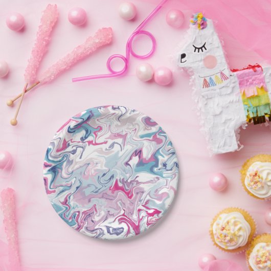 Rosa und blaues, flüssiges Acryl Pappteller (Party)