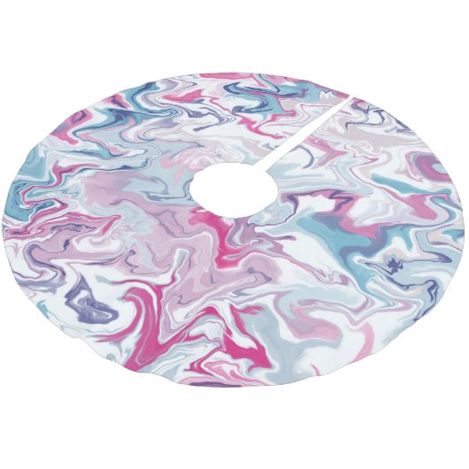 Rosa und blaues, flüssiges Acryl Polyester Weihnachtsbaumdecke (Schrägansicht)