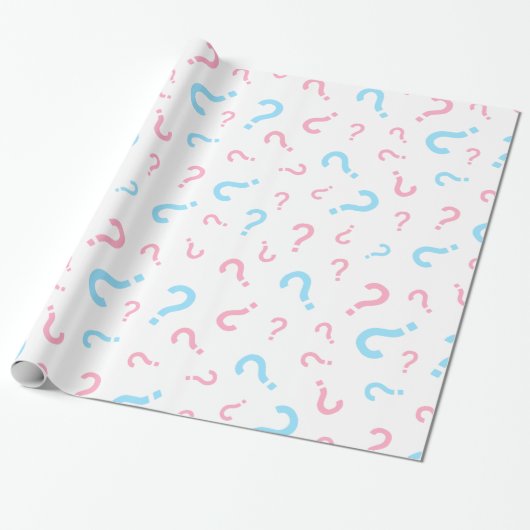 Rosa und Blaues Fragezeichen Geschlechtsenthüllung Geschenkpapier (Ungerollt)