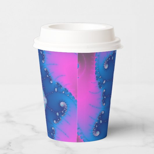 Rosa und blaues Fraktal Geburtstag Pappbecher (Rechts)