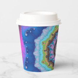 Rosa und blaues Fraktal Geburtstag Pappbecher