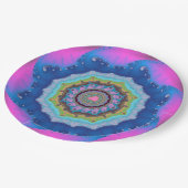 Rosa und blaues Fraktal Geburtstag Pappteller (Schrägansicht)