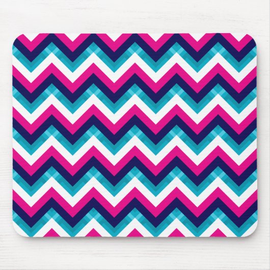 Rosa und blaues geometrisches Zickzack Muster Mousepad (Vorne)