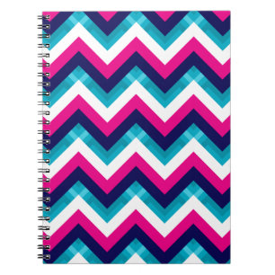 Rosa und blaues geometrisches Zickzack Muster Notizblock