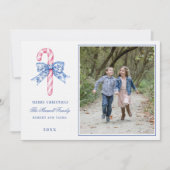 Rosa und blaues Grandmillennial Candy Cane Foto Einladung (Vorderseite)