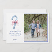 Rosa und blaues Grandmillennial Candy Cane Foto Einladung (Vorderseite)