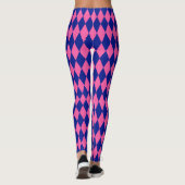 Rosa und blaues Harlekin-Karomuster Leggings (Rückseite)