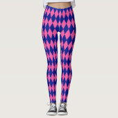 Rosa und blaues Harlekin-Karomuster Leggings (Vorderseite)