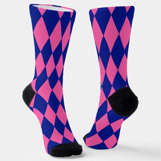 Rosa und blaues Harlekin-Karomuster  Socken