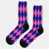 Rosa und blaues Harlekin-Karomuster  Socken (Linkes Detail)