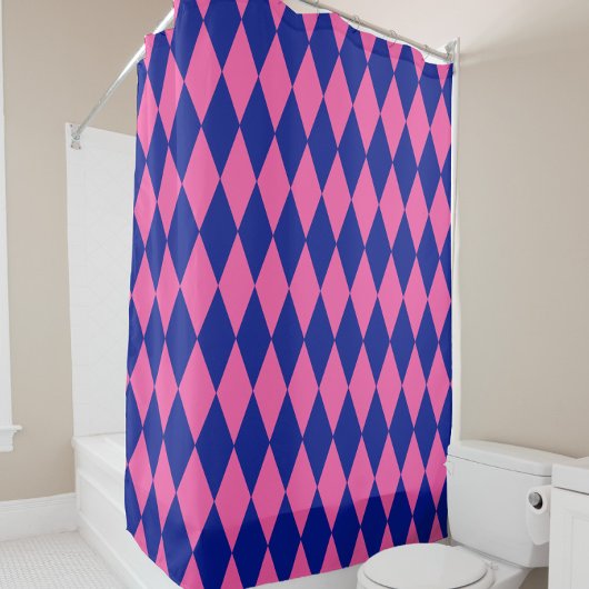 Rosa und Blaues Harlekin-Karuomuster-Design  Duschvorhang