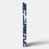 Rosa und blaues Krankenmuster mit Monogramm Case-Mate iPhone Hülle (Rückseite / Links)