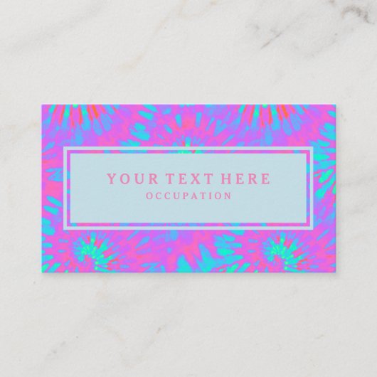 Rosa und blaues Krawatten-Muster und Ihr Text Visitenkarte (Vorderseite)