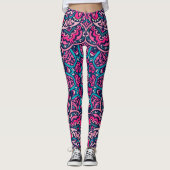 Rosa und blaues Mandala-Muster Leggings (Vorderseite)