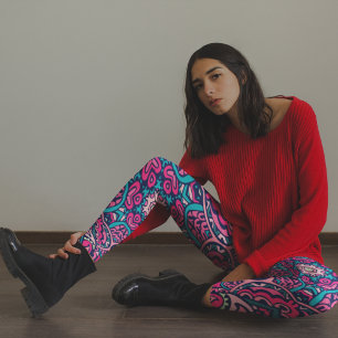 Rosa und blaues Mandala-Muster Leggings