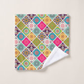 Rosa und blaues marokkanisches Muster Badhandtuch Set (Waschlappen)