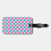 Rosa und blaues Mod-Retro Muster personalisiert Gepäckanhänger (Rückseite horizontal)