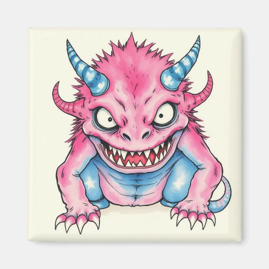 Rosa und blaues Monster Magnet (Vorne)