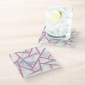 Rosa und blaues Mosaikmuster Glasuntersetzer (Schrägansicht)