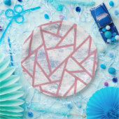 Rosa und blaues Mosaikmuster Pappteller (Party)