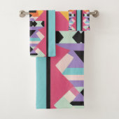 Rosa und blaues Muster Badhandtuch Set (Insitu)