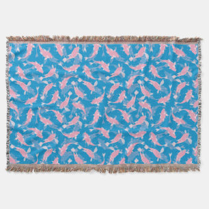 Rosa und blaues Muster - Koi Fish Decke