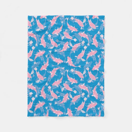 Rosa und blaues Muster - Koi Fish Fleecedecke (Vorderseite)
