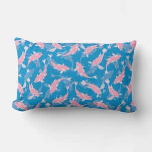 Rosa und blaues Muster - Koi Fish Lendenkissen