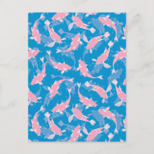 Rosa und blaues Muster - Koi Fish Postkarte
