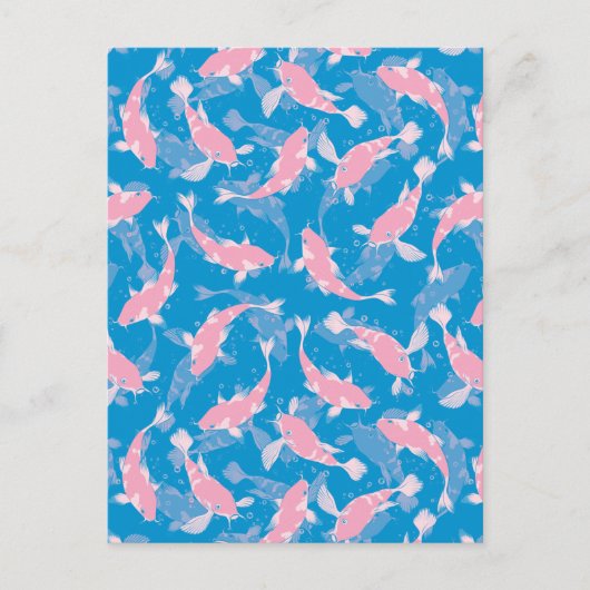 Rosa und blaues Muster - Koi Fish Postkarte (Vorderseite)