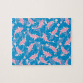 Rosa und blaues Muster - Koi Fish Puzzle (Horizontal)
