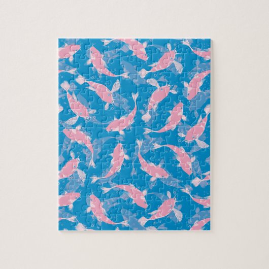 Rosa und blaues Muster - Koi Fish Puzzle (Vertikal)