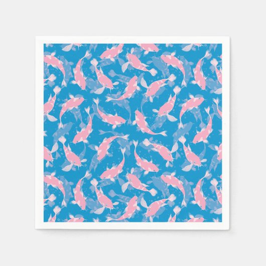 Rosa und blaues Muster - Koi Fish Serviette (Vorderseite)