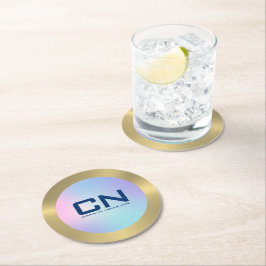 Rosa und blaues Ober-Gold Runder Pappuntersetzer