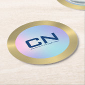 Rosa und blaues Ober-Gold Runder Pappuntersetzer (Angewinkelt)