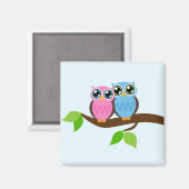 Rosa und blaues Owl Magnet (Vorderseite/Rückseite)
