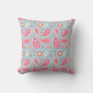 Rosa und blaues Paisley-Kissen Kissen