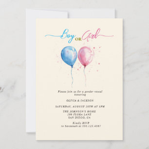 Rosa und blaues Party der Geschlechteroffenbarung Einladung