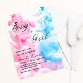 Rosa und blaues Rauch Baby Gender Reveal Party Einladung