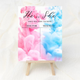 Rosa und blaues Rauch Baby Gender Reveve Willkomme Poster