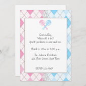 Rosa und blaues Rauten-Geschlecht decken Einladung (Vorne/Hinten)