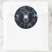 Rosa und blaues Retro-Arcade-Videospiel Runder Aufkleber (Tasche)